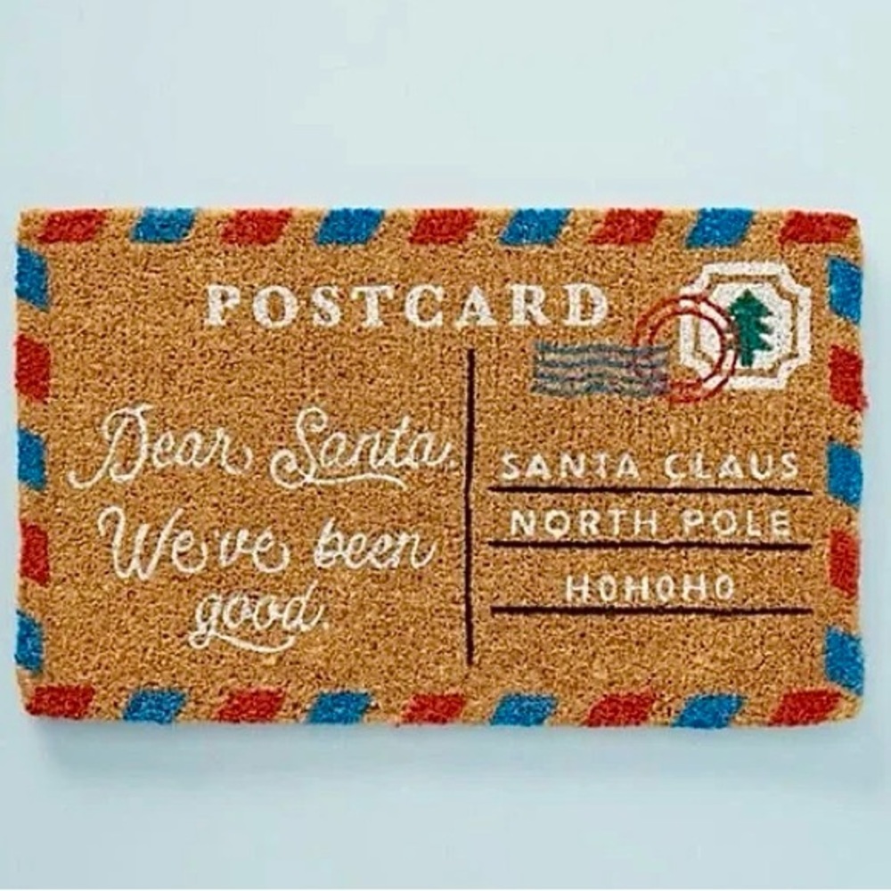 NWT ANTHROPOLOGIE Letter to Sant Postcard Door Mat